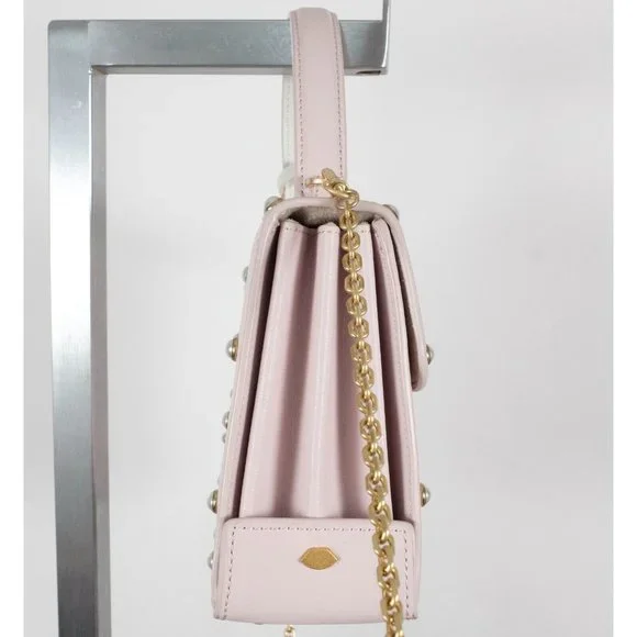 New Lulu Guinness bag pearl leather QUEENIE handbag pink studded - Picture 9 of 13
